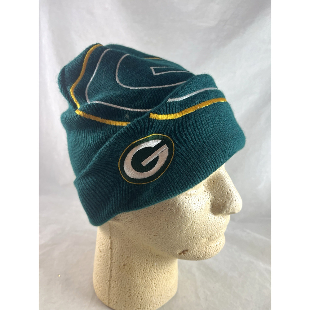 Green Bay Packers Big Logo Beanie Hat Embroidered NFL Game Day Drew Pearson 90s